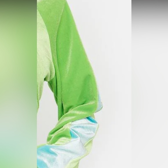 Lime & baby blue velour crop top & track pants hoodie set•new without tag• - Picture 10 of 13